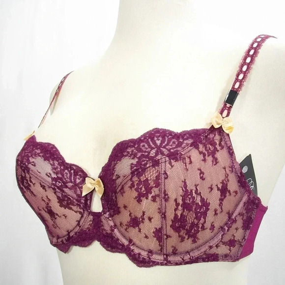 32DD Paramour Captivate Unpadded 3 Part Cup UW Bra Grape Wine NWT - Picture 9 of 16